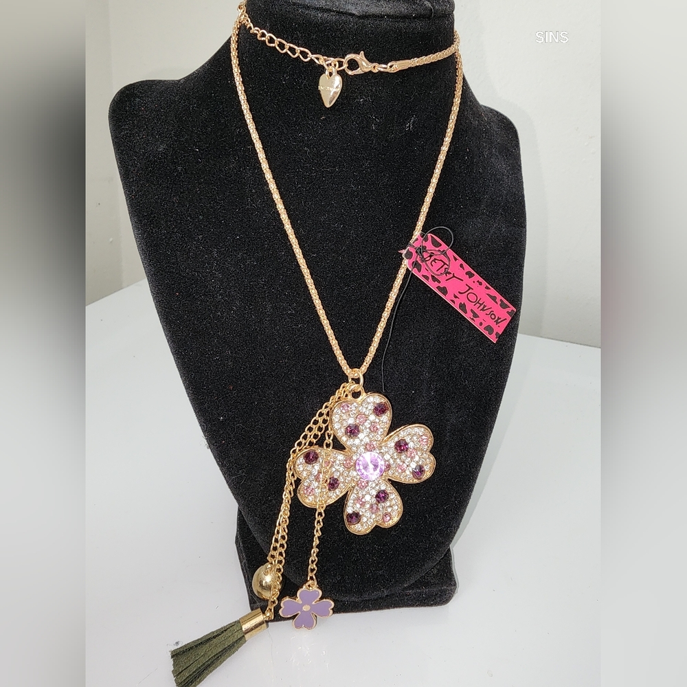 Betsy Johnson clover Goldtone Necklace